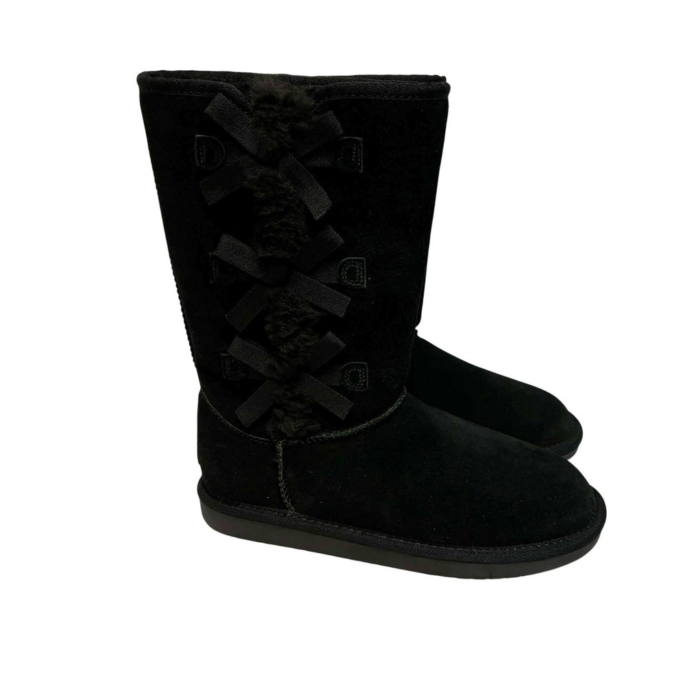 Koolaburra by UGG Victoria Tall Boots Womens 5 Black Suede Bow Winter